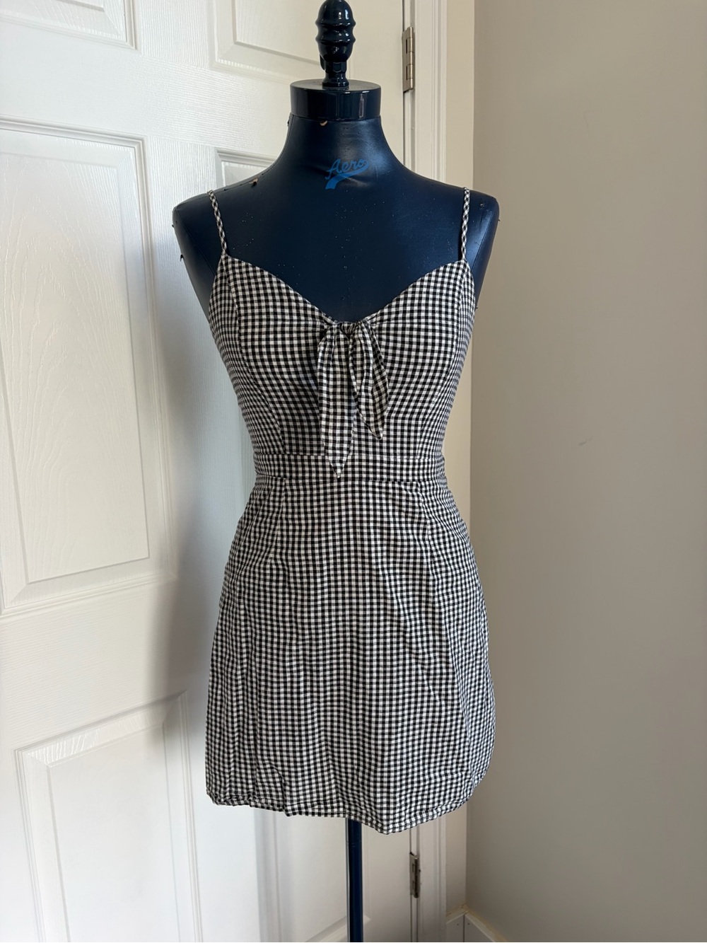 Lulu's Black and White Gingham Tie-Front Sundress